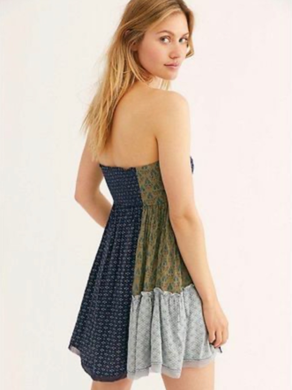 Free People Across The Sea Strapless Tunic Indigo L